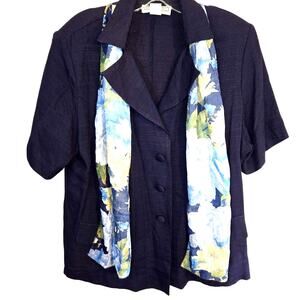 Dress Barn 14 Women's Blazer Blue Suit Coat Misses Size Large LJacket